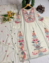 Tew Faux Georgette Embroidery Work Kurti With Plazzo Dupatta Suppliers In India